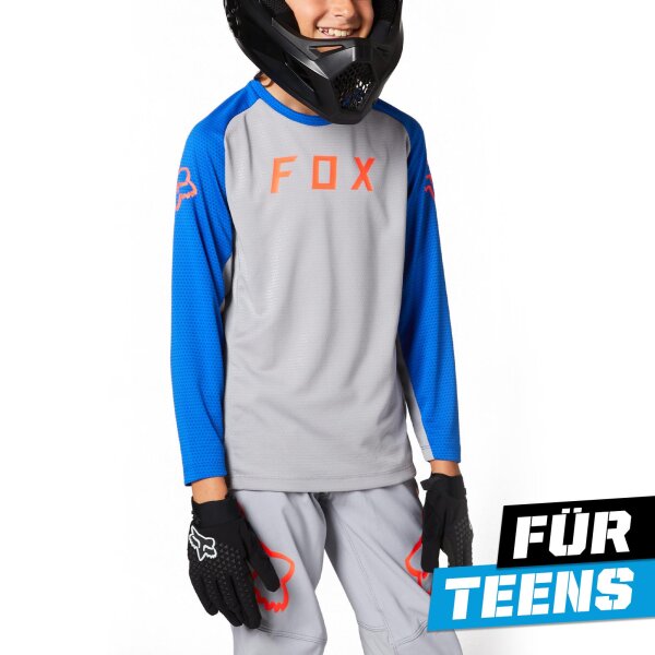 FOX Defend LS Jersey Teens blau/grau/orange