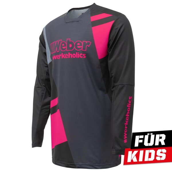 Weber #Werkeholics Performance Jersey pink/schwarz Kids 134/140