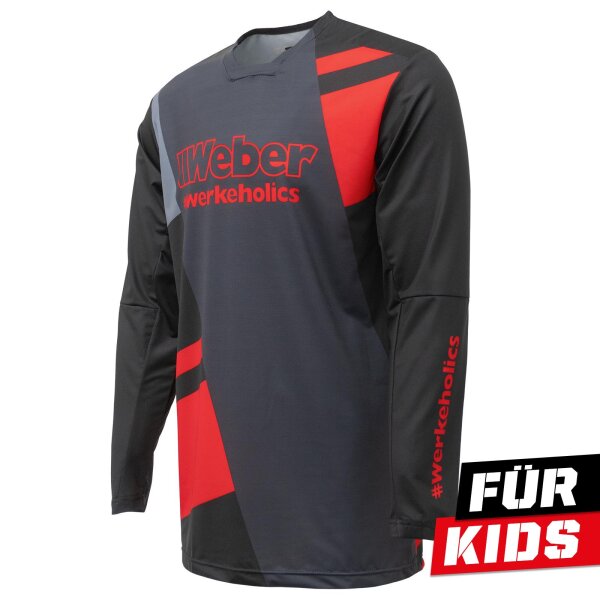 Weber #Werkeholics Performance Jersey rot/schwarz Kids 134/140