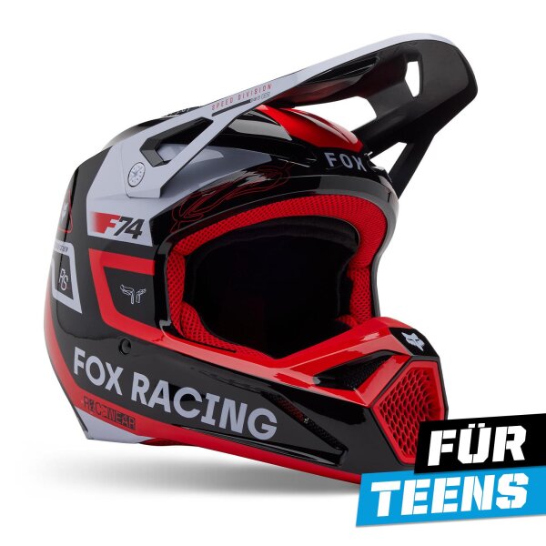 FOX V1 Race Spec Helm Teens schwarz/rot